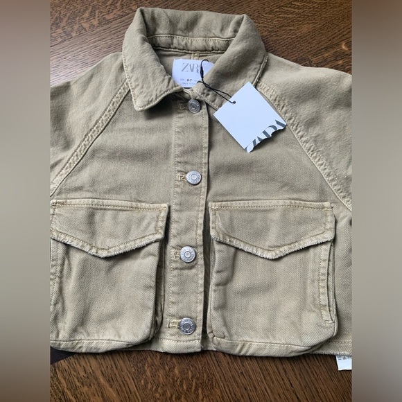 ZARA Cargo Light Green Denim Spring Jacket Youth Boys SZ 6-7 BRAND NEW With Tag - Picture 3 of 14